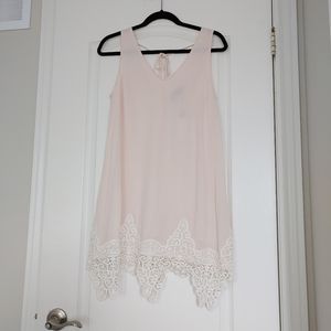 ASTR The Label Crochet Trim Swing Dress Pale Pink Mini Size S